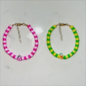 2 polymer-clay-bead bracelts